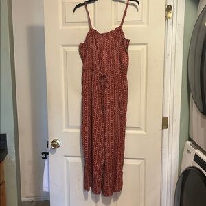 AUW Capri Length Rust Printed Jumpsuit Size XL